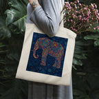 Artistic Mandala Elephant Canvas Tote Bag - Boho Spirit Series