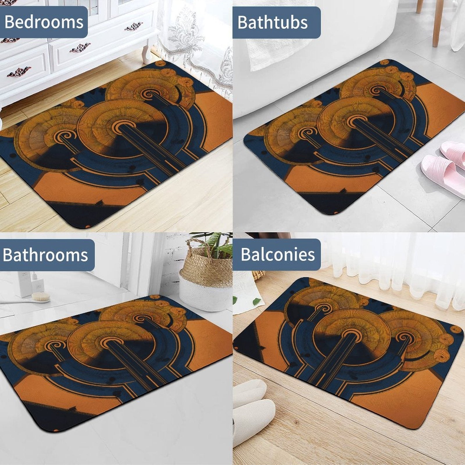 Art Deco Odyssey Rounded Diatomite Bath Mat