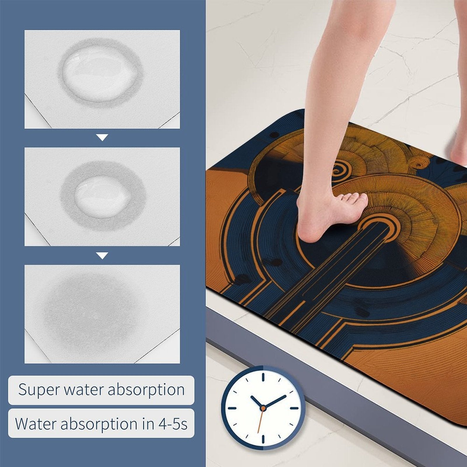 Art Deco Odyssey Rounded Diatomite Bath Mat