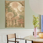 Enchanted Mushroom Sun Art Nouveau Portrait Wall Tapestry