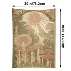 Enchanted Mushroom Sun Art Nouveau Portrait Wall Tapestry