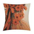 Art Nouveau Floral Muse Waterproof Faux-Linen Throw Pillow Cover
