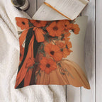 Art Nouveau Floral Muse Waterproof Faux-Linen Throw Pillow Cover