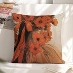 Art Nouveau Floral Muse Waterproof Faux-Linen Throw Pillow Cover