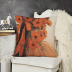 Art Nouveau Floral Muse Waterproof Faux-Linen Throw Pillow Cover