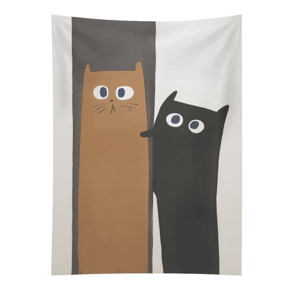 Whimsical Long Cats Portrait Wall Tapestry