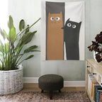 Whimsical Long Cats Portrait Wall Tapestry