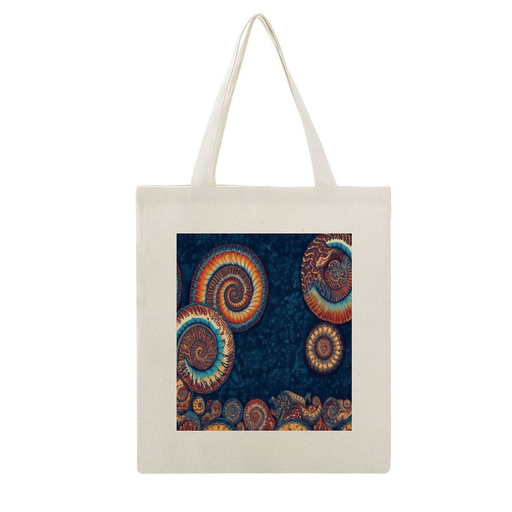 Canvas Tote Bag with Fossil Spiral Shell Art Print