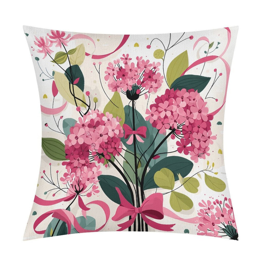 Floral Garden Bouquet Waterproof Faux-Linen Throw Pillow Cover