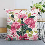 Floral Garden Bouquet Waterproof Faux-Linen Throw Pillow Cover