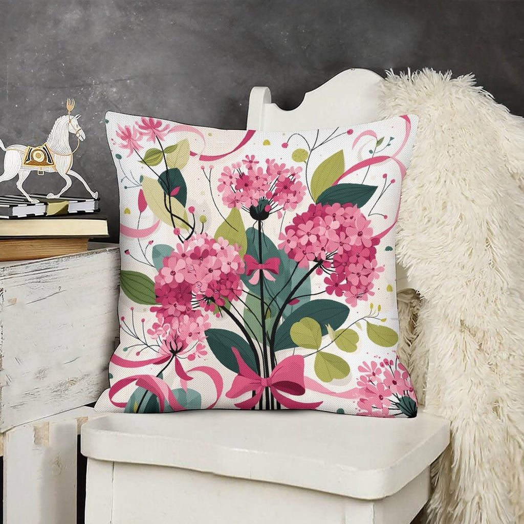 Floral Garden Bouquet Waterproof Faux-Linen Throw Pillow Cover