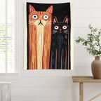 Funny Long Cats Stare Wall Tapestry (Portrait)
