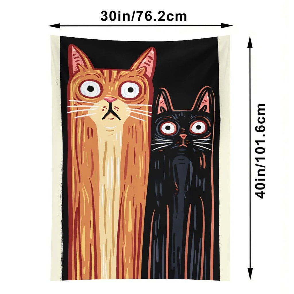 Funny Long Cats Stare Wall Tapestry (Portrait)