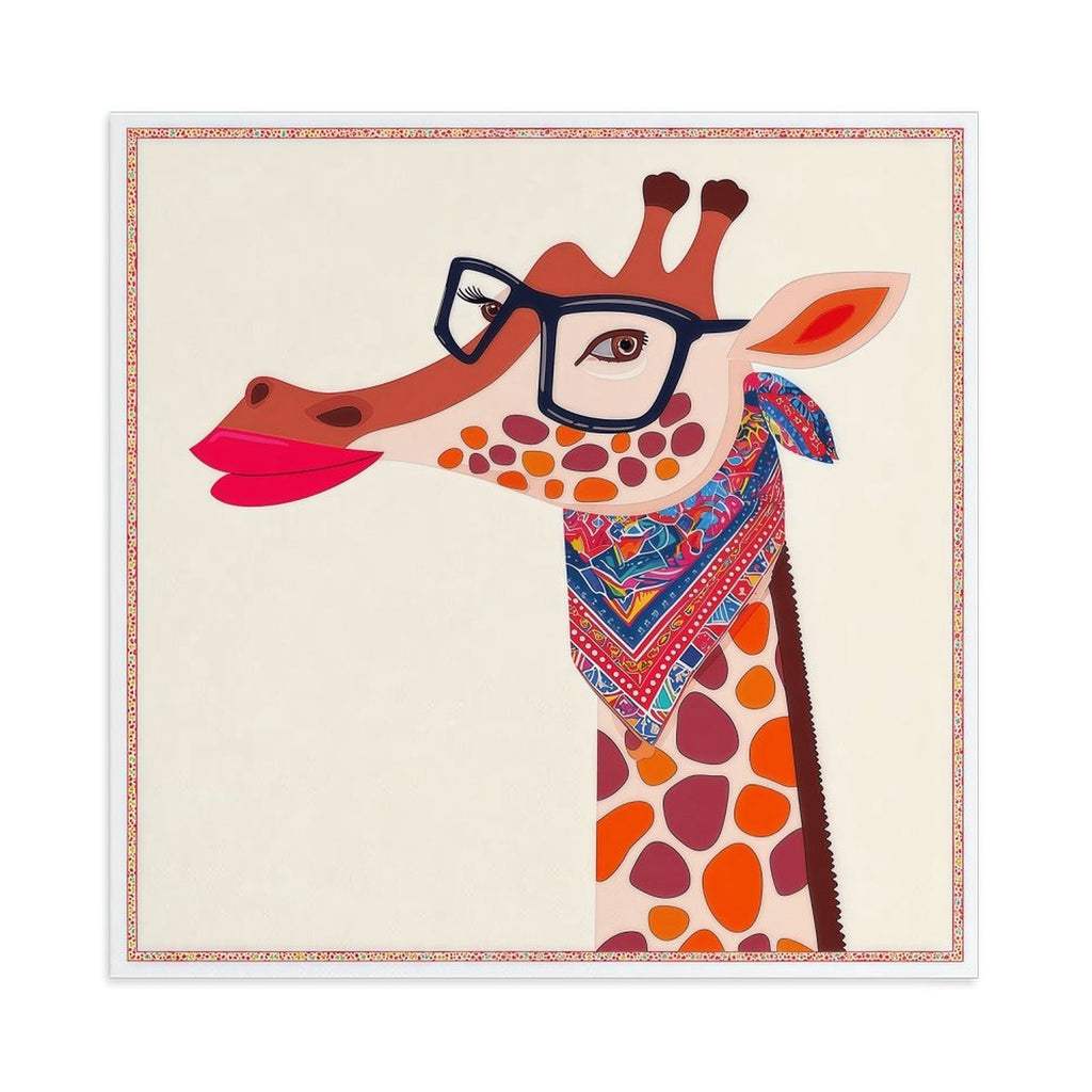 Chic Bespectacled Giraffe Gallery Canvas Print Square