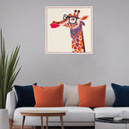 Chic Bespectacled Giraffe Gallery Canvas Print Square