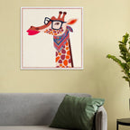 Chic Bespectacled Giraffe Gallery Canvas Print Square