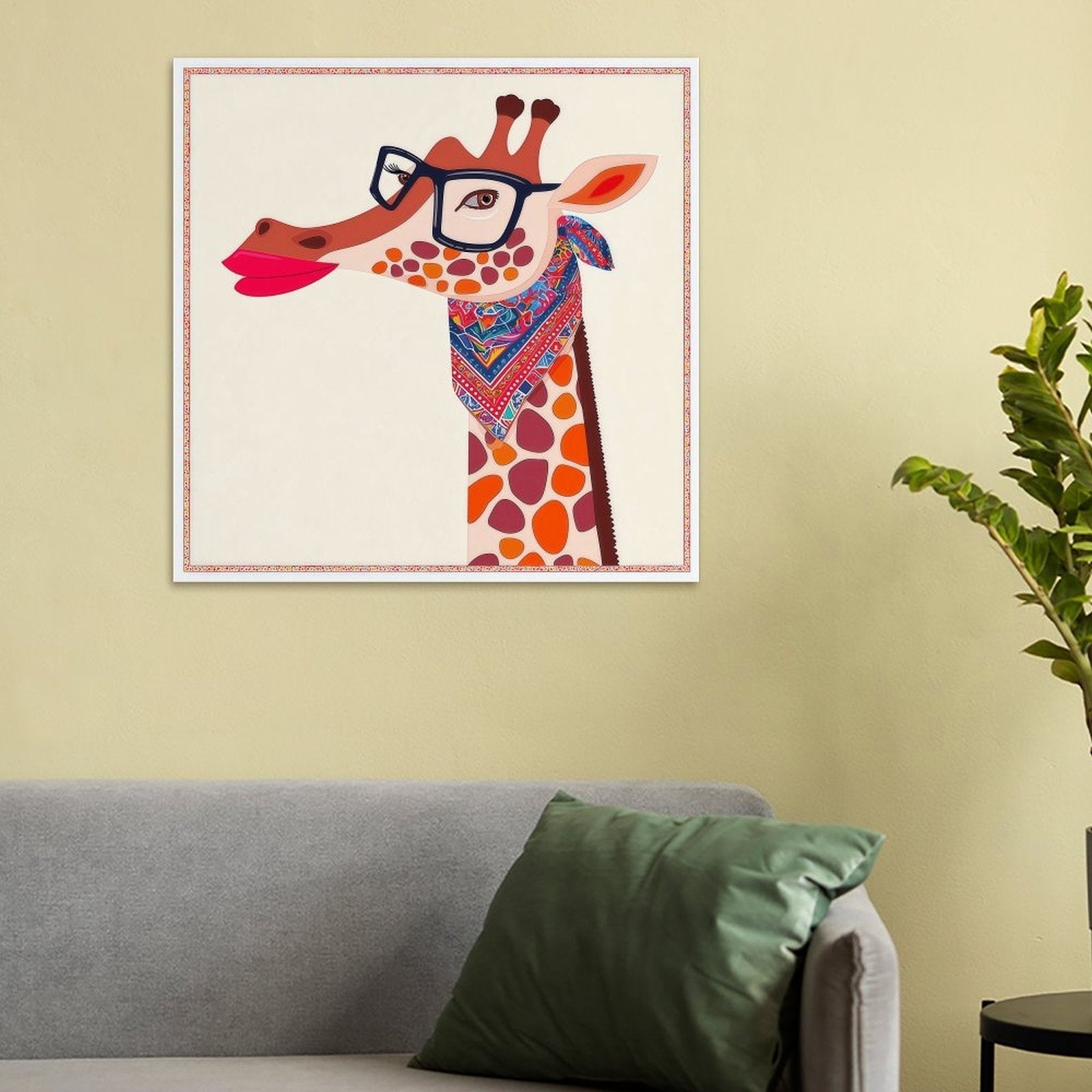 Chic Bespectacled Giraffe Gallery Canvas Print Square