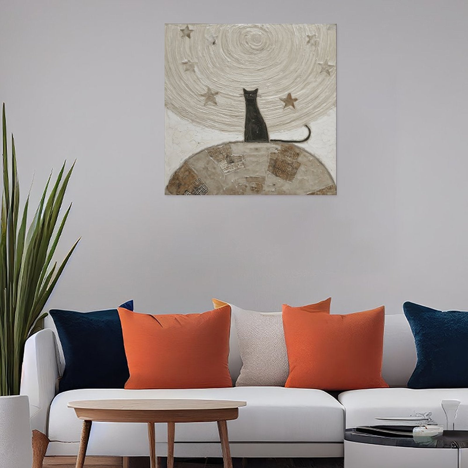 Celestial Feline Night Gallery Canvas Print