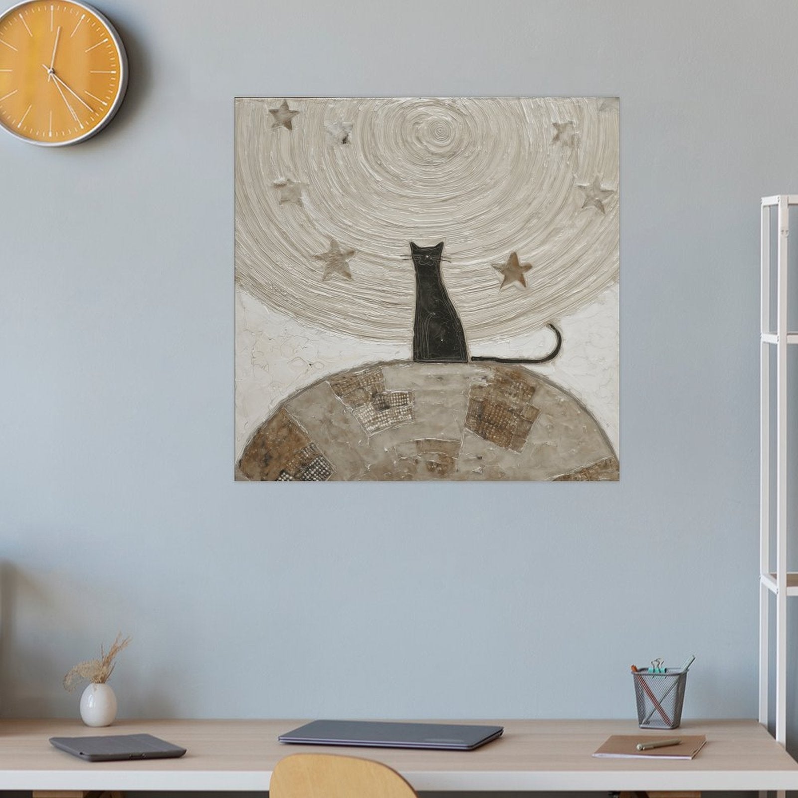Celestial Feline Night Gallery Canvas Print
