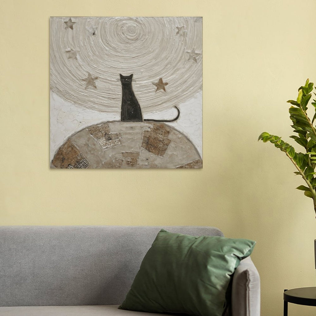 Celestial Feline Night Gallery Canvas Print