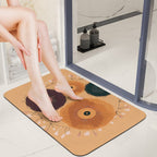 Abstract Floral Mandala Rounded Diatomite Bath Mat