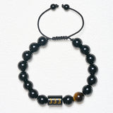 333 Angel number black obsidian and tiger eye bracelet — D02-05