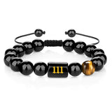 111 Angel number black obsidian and tiger eye bracelet — D02-11