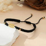 222 Angel number black cord bracelet — D03D04-07