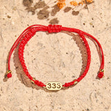 333 Angel number red cord bracelet — D03D04-11