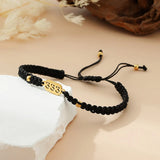 333 Angel number black cord bracelet — D03D04-14