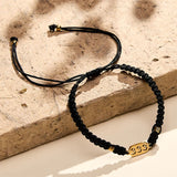 333 Angel number black cord bracelet — D03D04-17