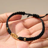 333 Angel number black cord bracelet — D03D04-18