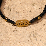 333 Angel number black cord bracelet — D03D04-19
