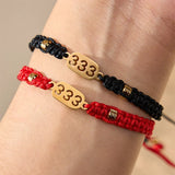 333 Angel number red cord bracelet — D03D04-21