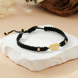 444 Angel number black cord bracelet — D03D04-24