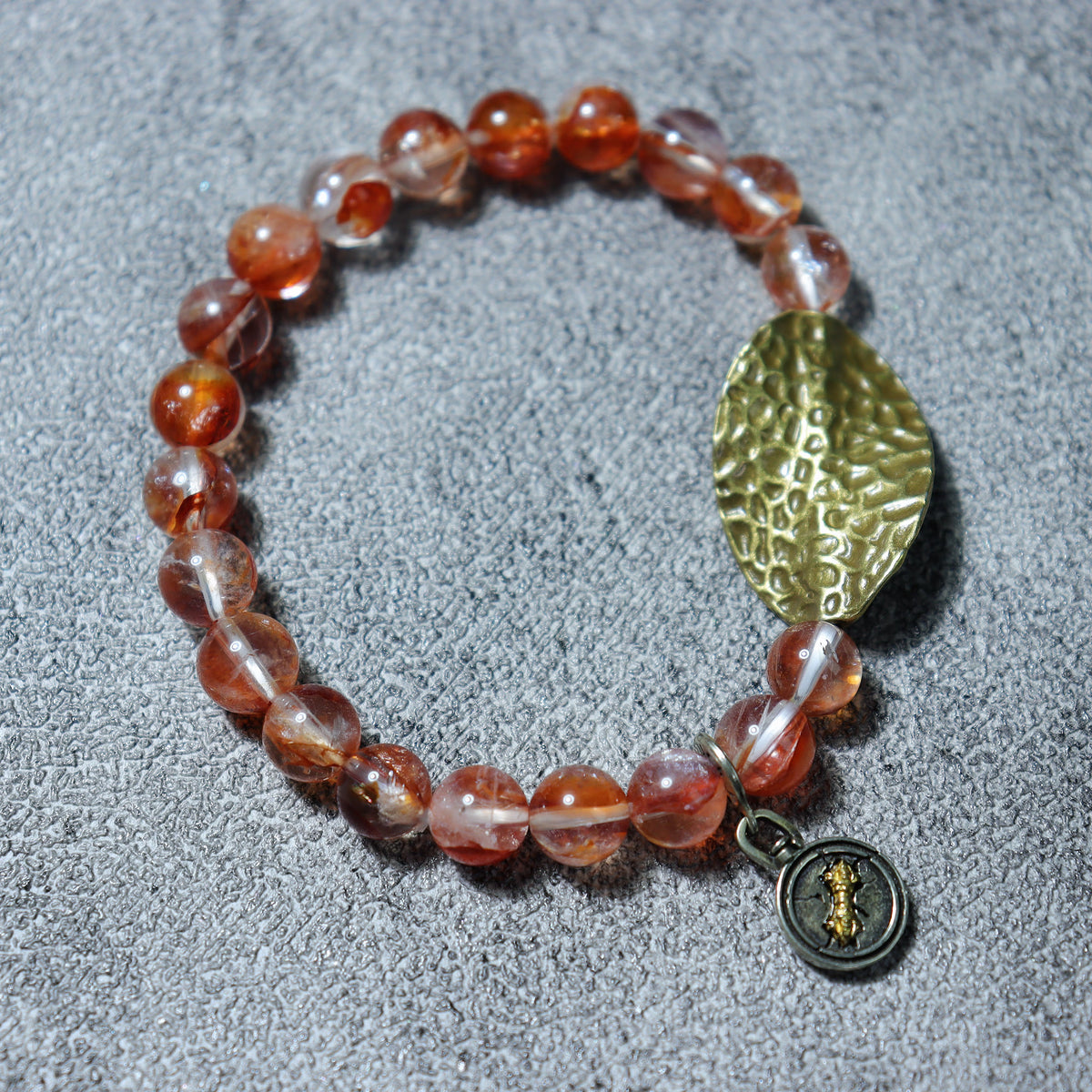 Amber Glow Leaf Charm Bracelet — detail 2