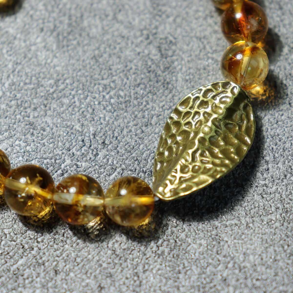 Golden Leaf Beaded Bracelet — detail 2