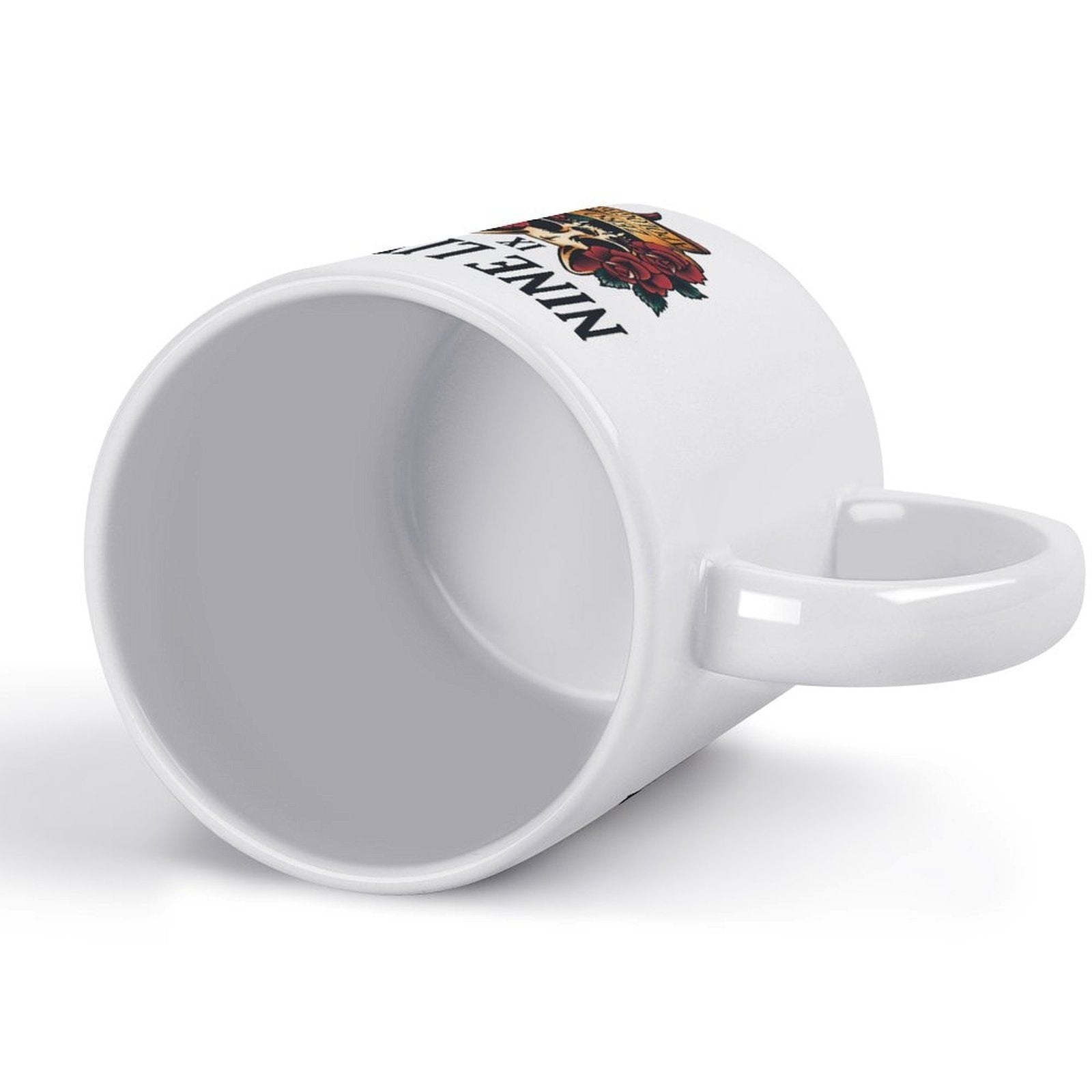 Nine Lives Zero Apologies Cat Skull Tattoo Art Ceramic Mug