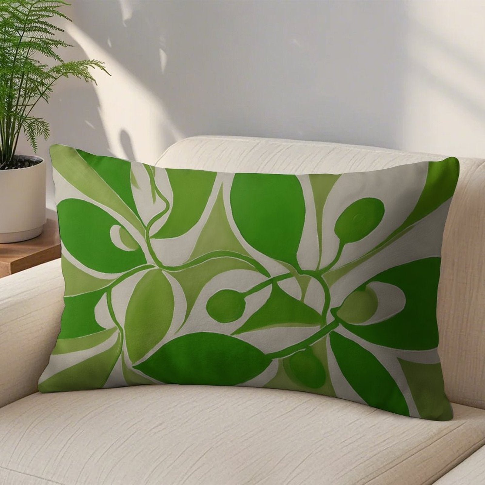 Artistic Green Flora Ultra-Soft Lumbar Pillow Cover