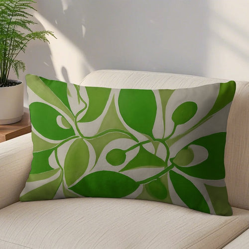 Artistic Green Flora Ultra-Soft Lumbar Pillow Cover