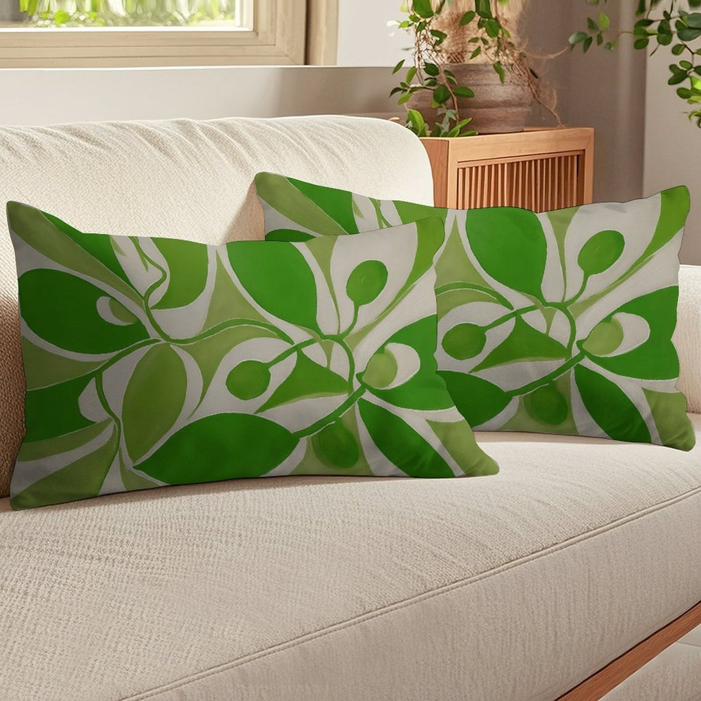 Artistic Green Flora Ultra-Soft Lumbar Pillow Cover
