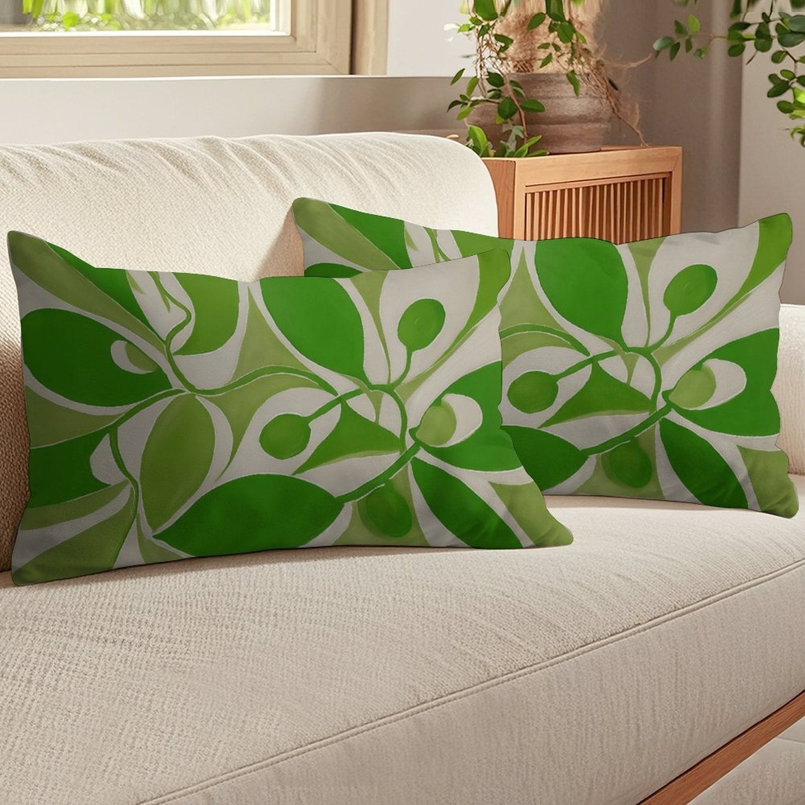 Artistic Green Flora Ultra-Soft Lumbar Pillow Cover