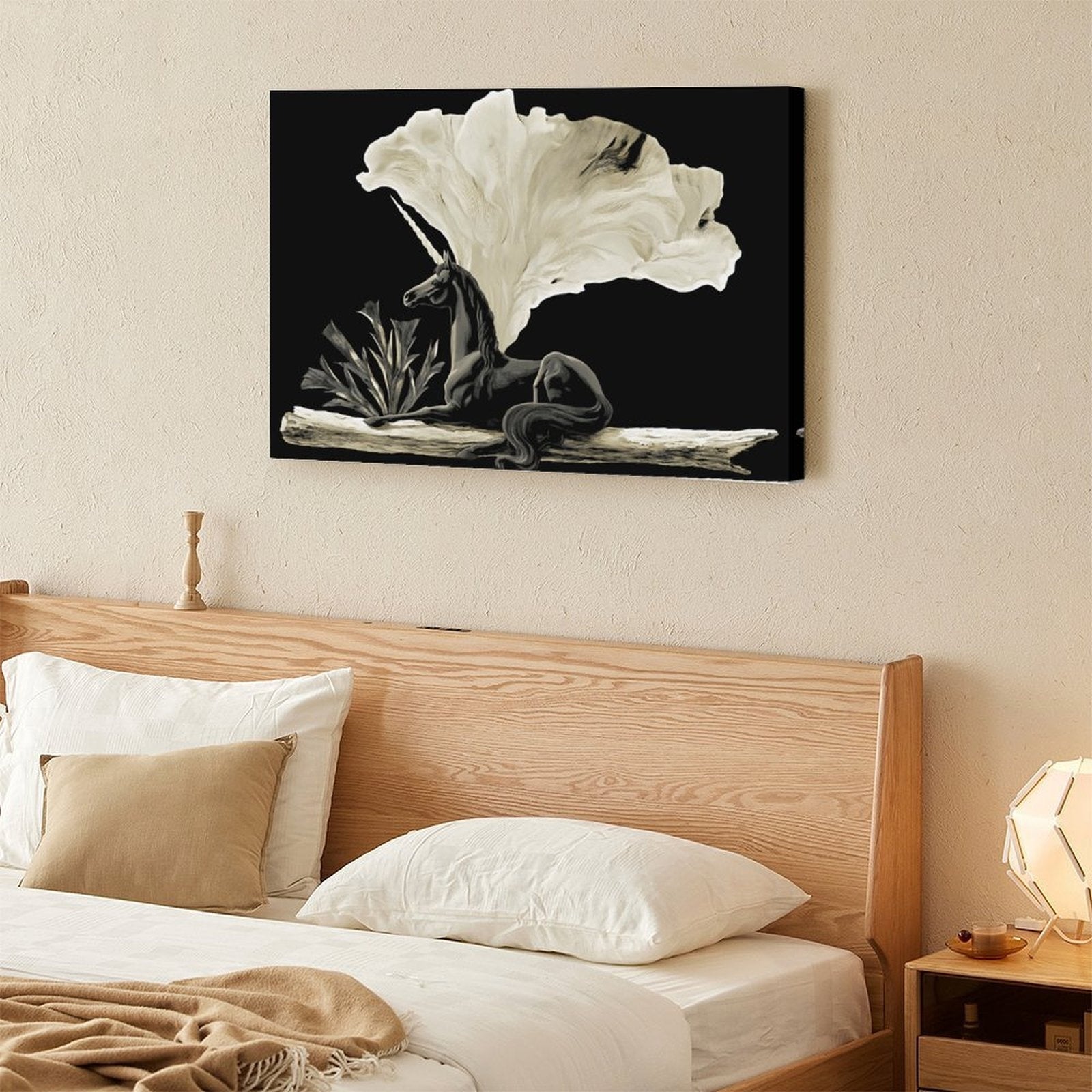 Dark Gothic Unicorn & Ethereal Bloom Framed Canvas Art