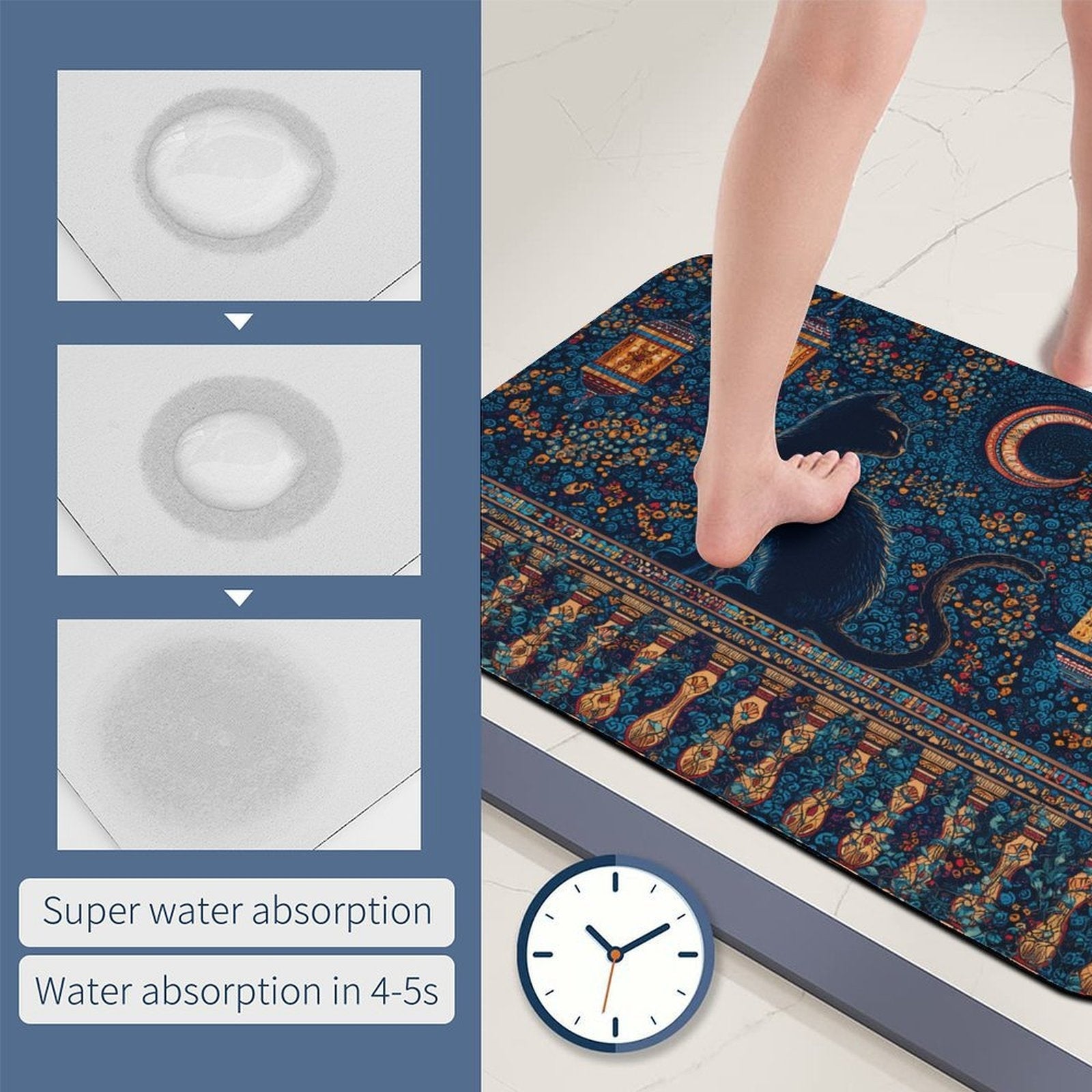 Midnight Stargazer Rounded Diatomite Bath Mat