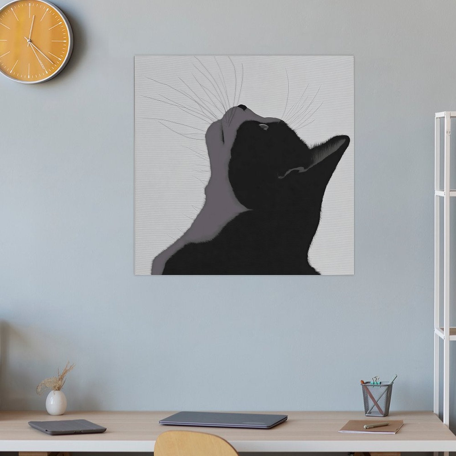 Cat Silhouette Contemplation Gallery Canvas Print (Square 1:1)