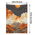 Celestial Sun and Moon Mountainscape Wall Tapestry (Portrait)