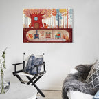 Whimsical Squirrel Hollow Framed Art Print | Woodland Autumn Wall Decor