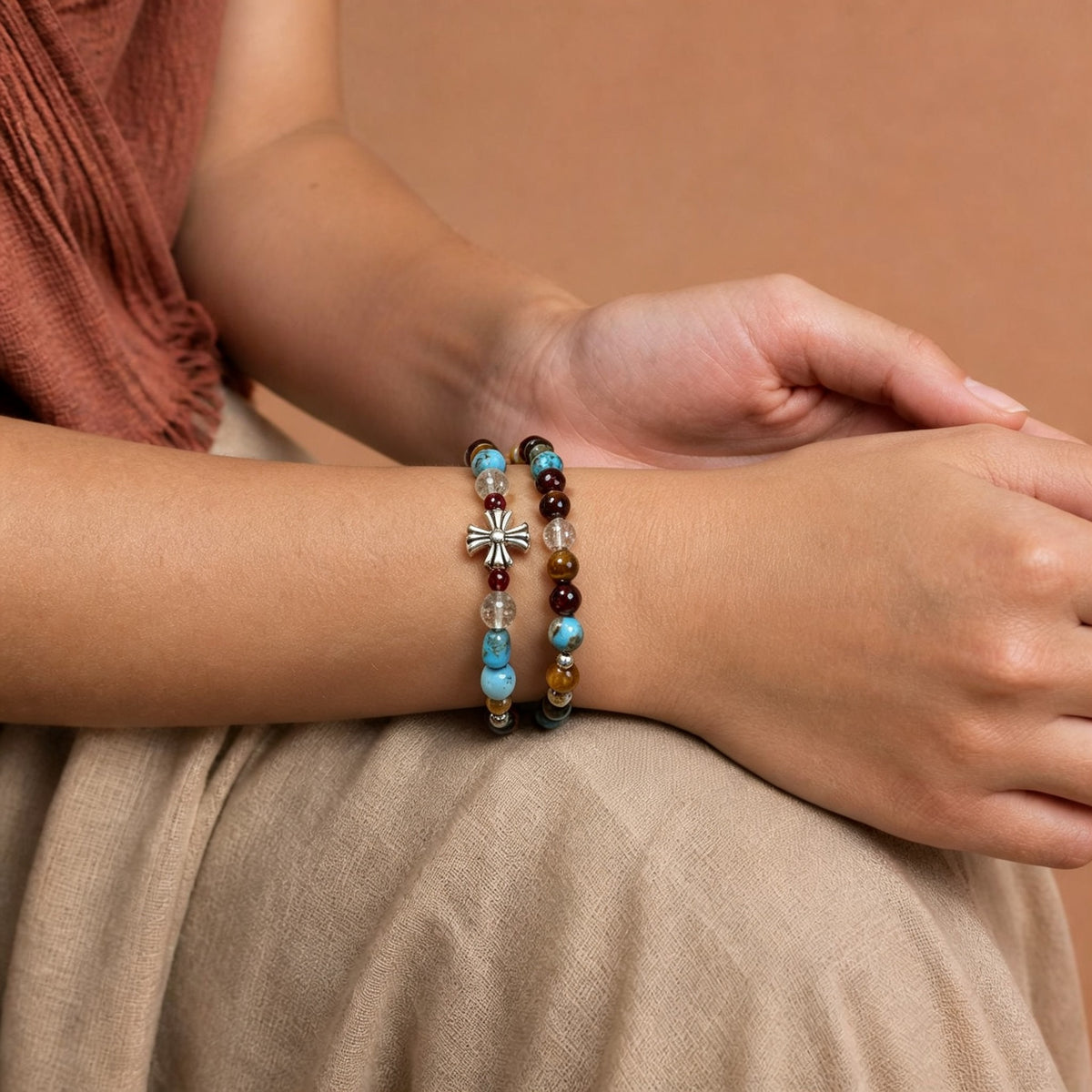 Desert Mosaic Flower Wrap Bracelet