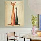 Whimsical Long Cats Portrait Wall Tapestry