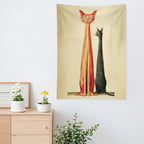 Whimsical Long Cats Portrait Wall Tapestry